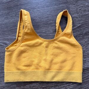 Urban Outfitters Mustard Ribbed Sports Bra